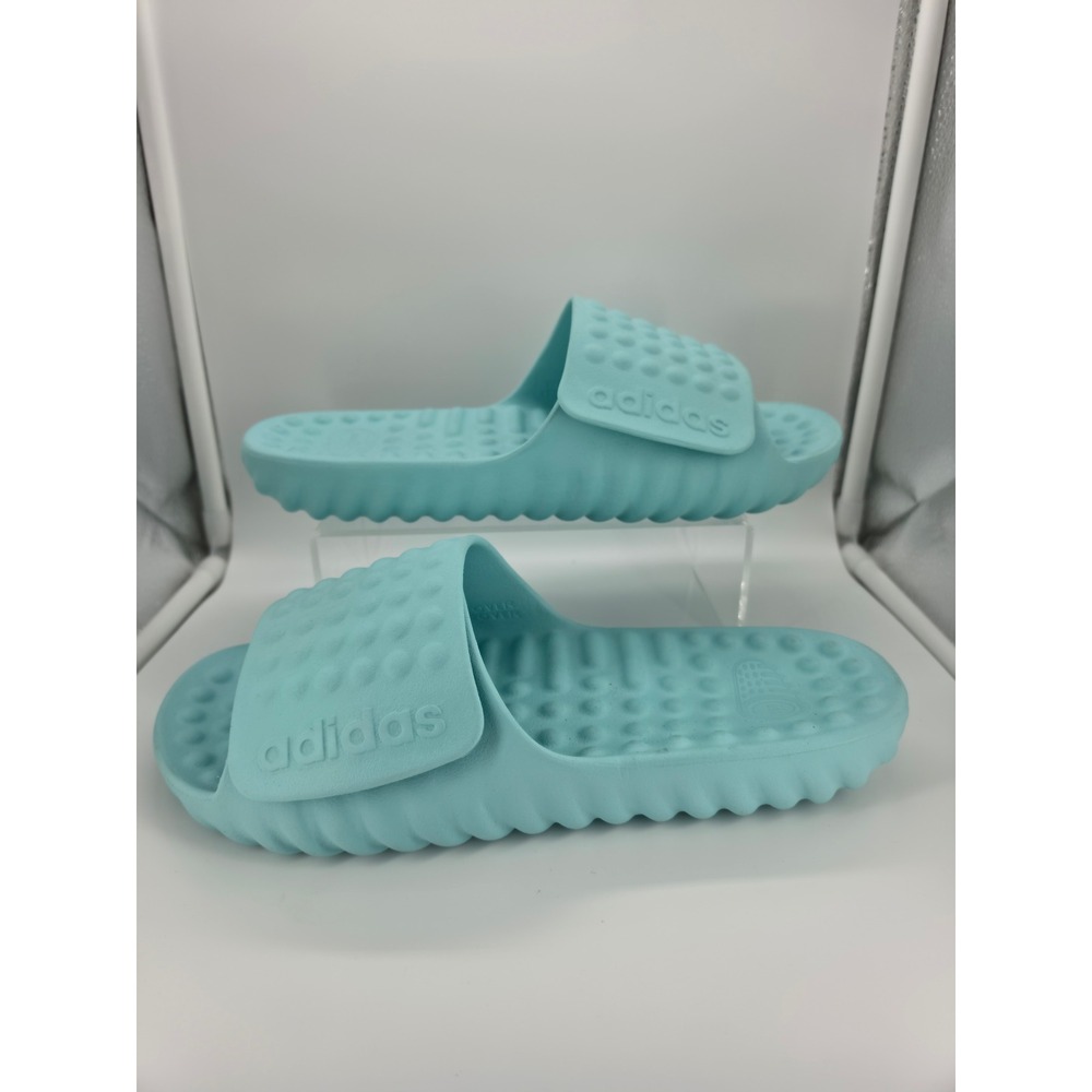 Adidas Adissage TND Cloudfoam Slides Light Blue Massage Sandals M 11 W 12 Teal